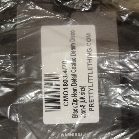 Pretty Little Things Women's Black Zip Hem Detail Coated Denim Disco Jeans - Picture 3 of 3